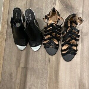 Bundle of Two Pair 71/2 Shoes Black and Vegan Materials